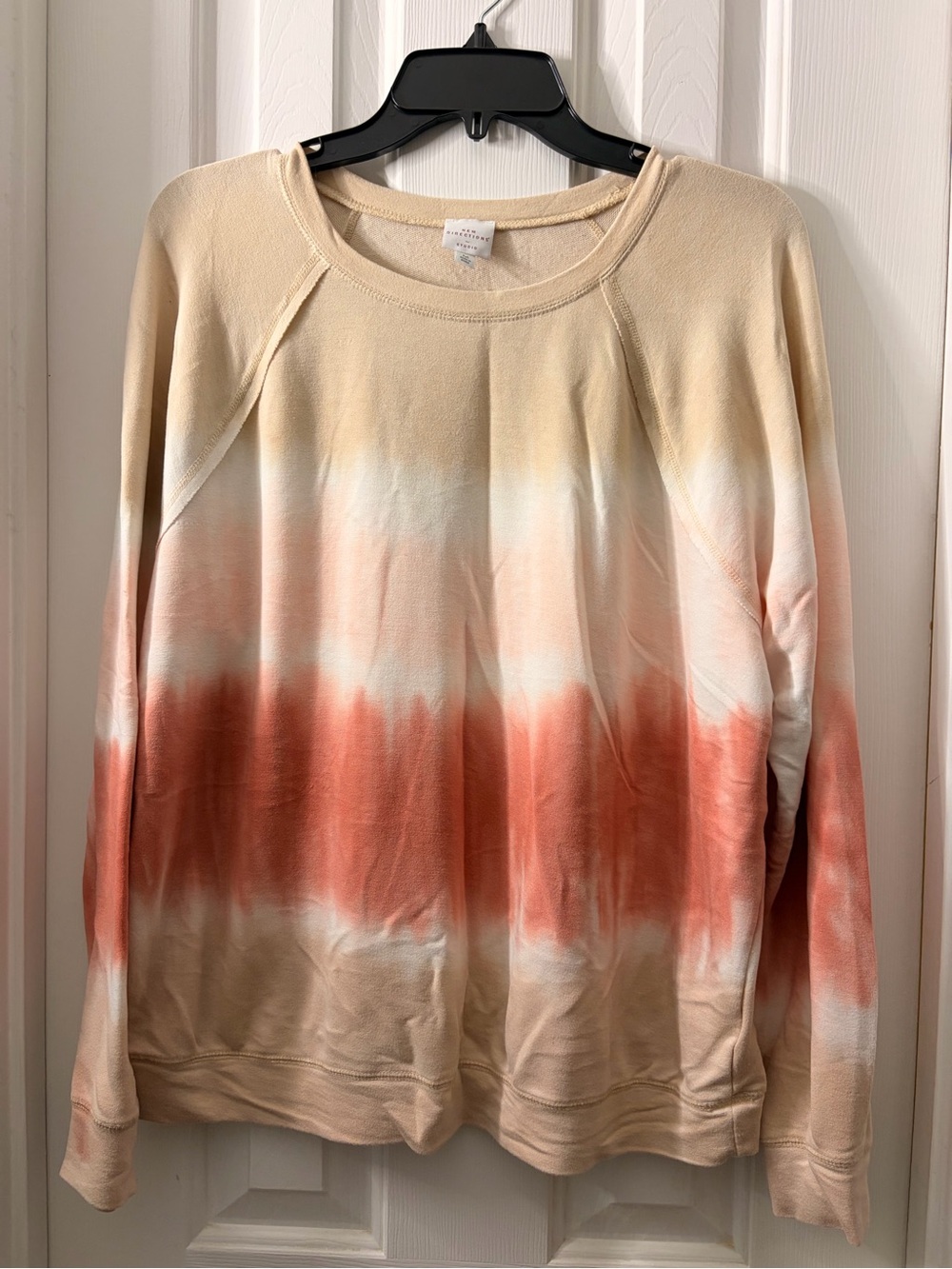 new directions Crewneck Pullover in Beige and Coral Accents